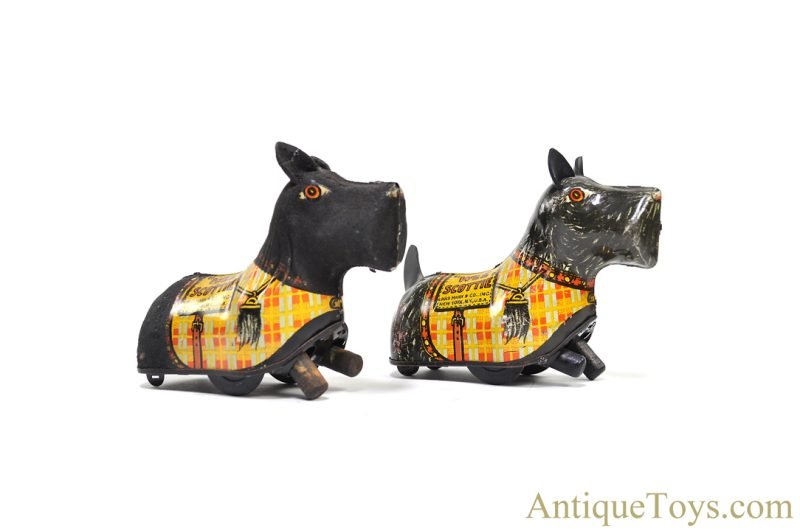 Marx ca. 1930s Tin Lithographed Windup "Wee Scottie" and Flocked "Wee Scottie" Set of 2 for Sale - Image 2