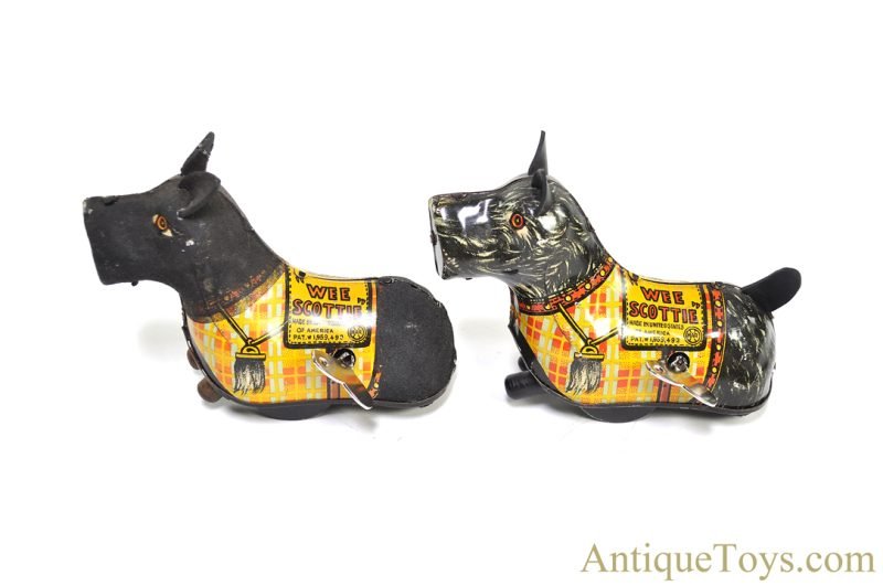 Marx ca. 1930s Tin Lithographed Windup "Wee Scottie" and Flocked "Wee Scottie" Set of 2 for Sale - Image 5