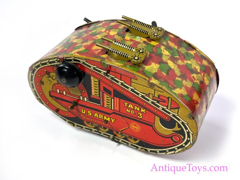 Marx Tin Lithographed Windup No. 3 U.S. Army Tank for Sale - Image 4