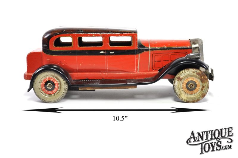 Tomiyama ca. 1932 Clockwork Tin Lithographed & Hand Painted Wooden Body Packard Touring Sedan <FONT COLOR="ff000">*SOLD*</font> - Image 10