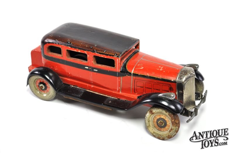 Tomiyama ca. 1932 Clockwork Tin Lithographed & Hand Painted Wooden Body Packard Touring Sedan <FONT COLOR="ff000">*SOLD*</font>