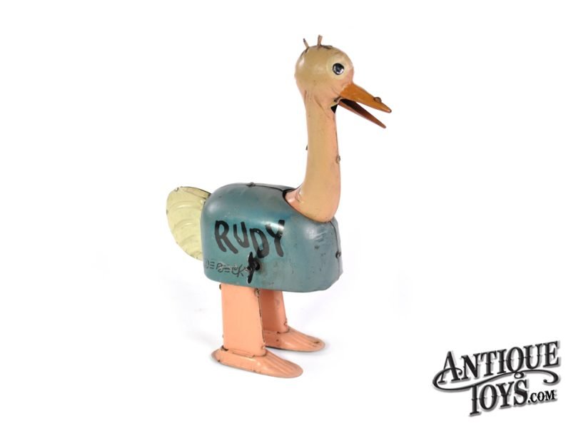 Fischer Nifty Toys ca. 1920s Tin Lithographed Windup Barney Google “Rudy the Ostrich” <FONT COLOR="ff000 ">*SOLD*</font> - Image 2