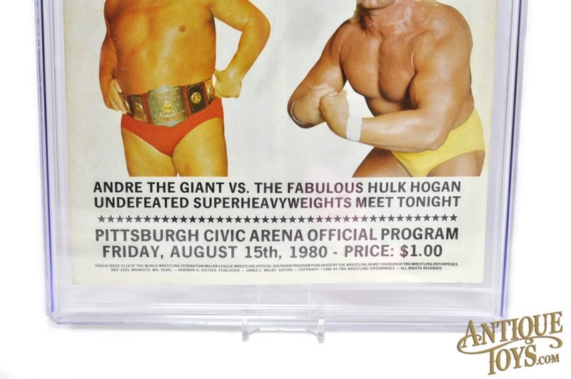 Andre the Giant vs Hulk Hogan! Major League Wrestling Souvenir Wrestling Program #116 Aug. 15, 1980 CGC Graded 7.0 <FONT COLOR="ff000 ">*SOLD*</font> - Image 6