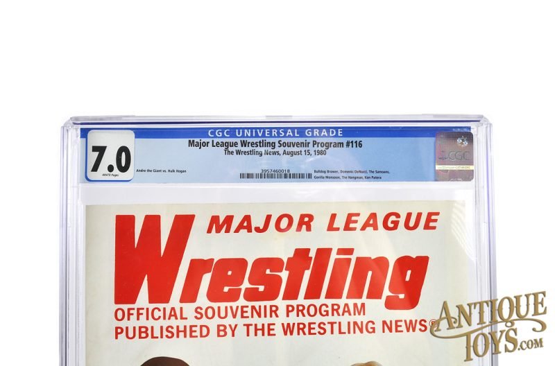 Andre the Giant vs Hulk Hogan! Major League Wrestling Souvenir Wrestling Program #116 Aug. 15, 1980 CGC Graded 7.0 <FONT COLOR="ff000 ">*SOLD*</font> - Image 3