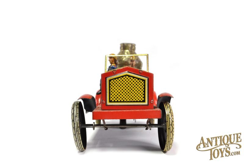 Pre-War Arnold Tin Lithographed Windup Large Fire Engine with Sparking Boiler & Small No. 640 Box for Sale - Image 5
