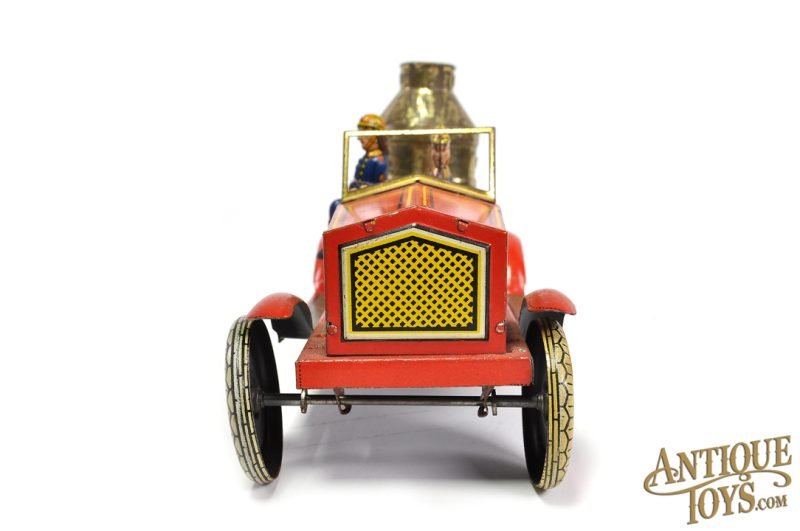 Pre-War Arnold Tin Lithographed Windup Large Fire Engine with Sparking Boiler & Small No. 640 Box for Sale - Image 6