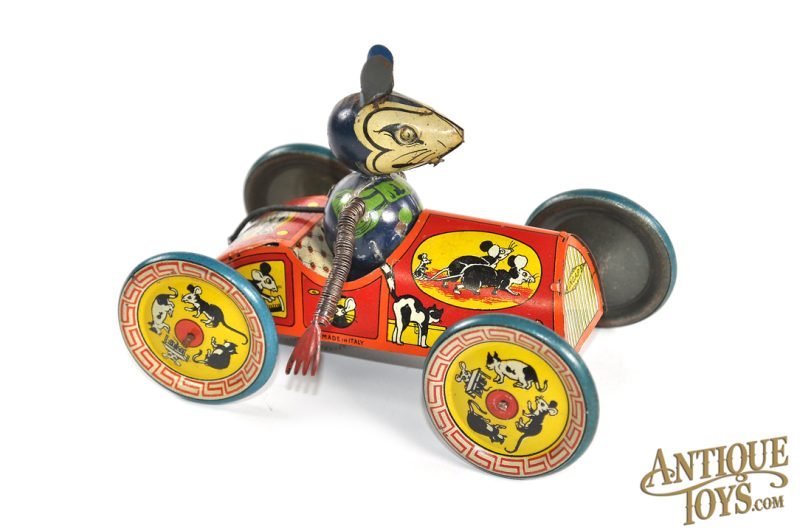 INGAP ca. 1931 Tin Lithographed Windup Topoliono Mouse Car "Meow Meow" Racer<FONT COLOR="ff000 ">*SOLD*</font>