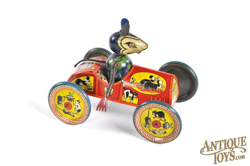 INGAP ca. 1931 Tin Lithographed Windup Topoliono Mouse Car "Meow Meow" Racer<FONT COLOR="ff000 ">*SOLD*</font> - Image 2
