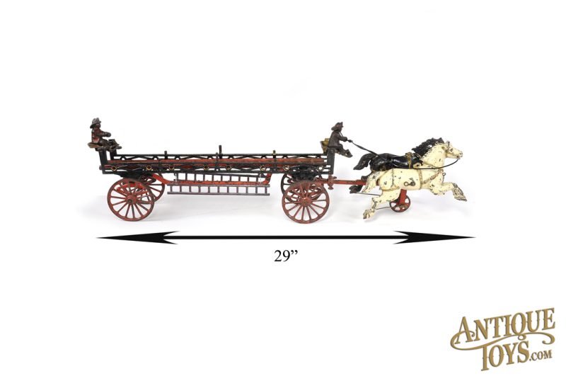 Ives Cast Iron Horse Drawn Phoenix Hook & Ladder Fire Wagon 29" <FONT COLOR="ff000 ">*SOLD*</font> - Image 9