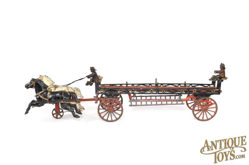 Ives Cast Iron Horse Drawn Phoenix Hook & Ladder Fire Wagon 29" <FONT COLOR="ff000 ">*SOLD*</font> - Image 2