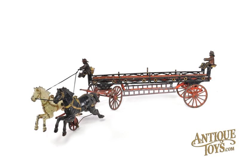 Ives Cast Iron Horse Drawn Phoenix Hook & Ladder Fire Wagon 29" <FONT COLOR="ff000 ">*SOLD*</font>