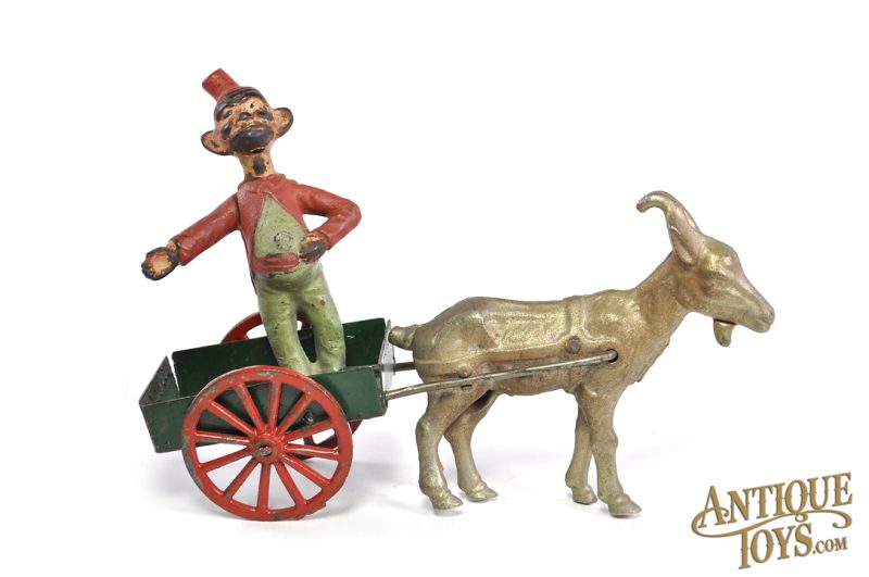 Hubley Cast Iron and Pressed Steel Goat Cart with Wilkins Happy Hooligan Rider Pairing <FONT COLOR="ff000 ">*SOLD*</font>