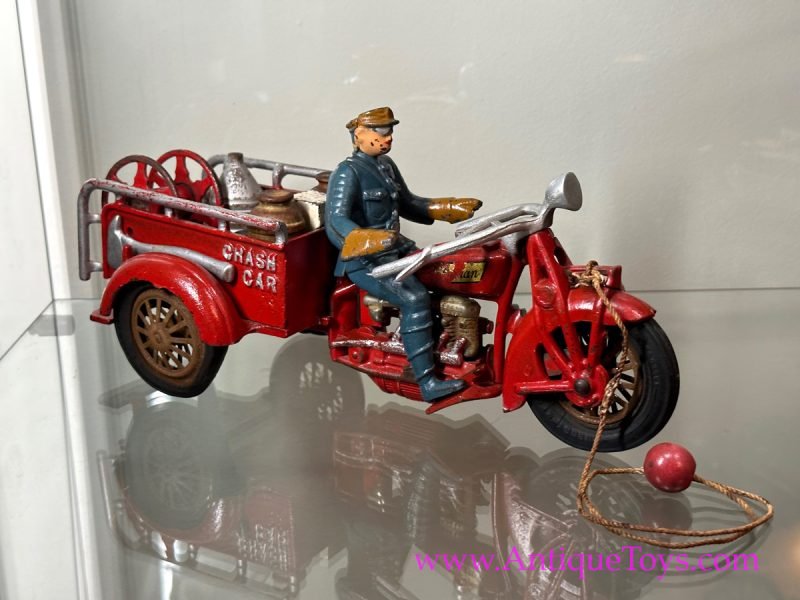 Hubley ca. 1930s Cast Iron Indian Motorcycle Crash Car <FONT COLOR="ff000 ">*SOLD TO CLIENT*</font> - Image 5