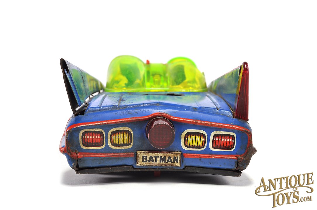 VINTAGE JAPAN AOSHIN TIN BATMOBILE BATMAN & ROBIN RARE RED TIN BATTERY TOY  1972