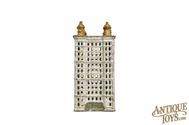A.C. Williams ca. 1900-1931 Cast Iron Skyscraper Still Penny Coin Bank USB Pre-Lit 5.5" for Sale - Image 4