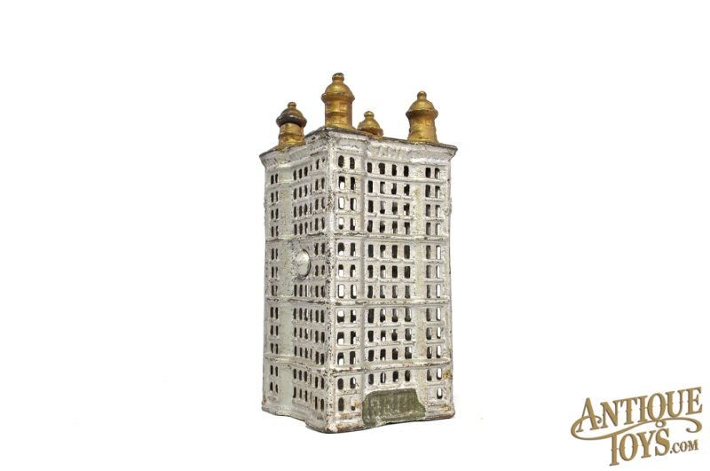 A.C. Williams ca. 1900-1931 Cast Iron Skyscraper Still Penny Coin Bank USB Pre-Lit 5.5" for Sale - Image 2