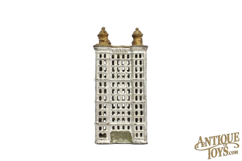 A.C. Williams ca. 1900-1931 Cast Iron Skyscraper Still Penny Coin Bank USB Pre-Lit 5.5" for Sale - Image 6