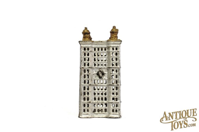A.C. Williams ca. 1900-1931 Cast Iron Skyscraper Still Penny Coin Bank USB Pre-Lit 5.5" for Sale - Image 7