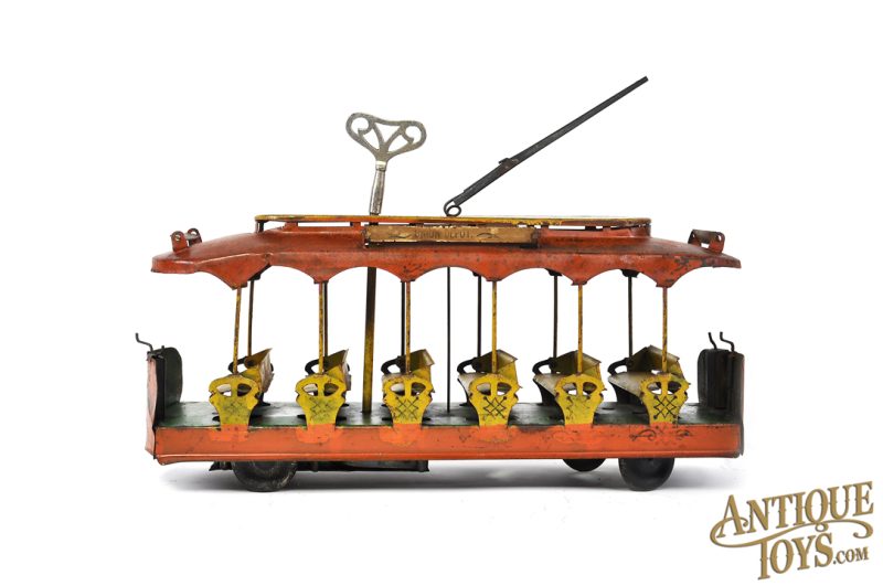 Converse ca. 1912 Tin Lithographed Windup No. 701 Steel Trolley Car City Hall Park/Union Depot Trolley 16" <FONT COLOR="ff000 ">*SOLD*</font> - Image 3