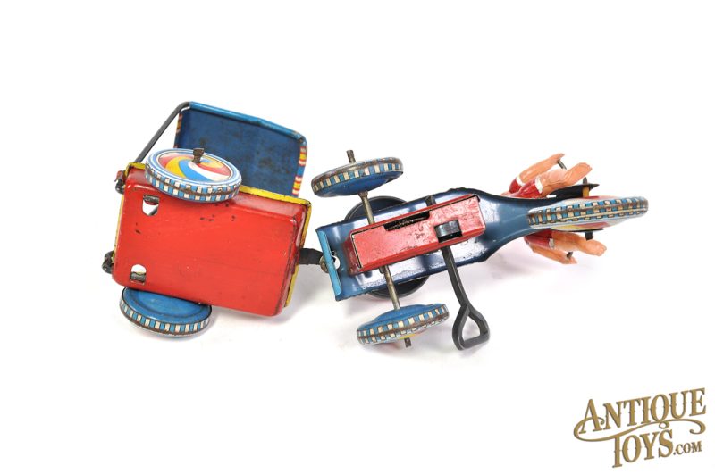 Kanto Toys Tin Lithographed Windup Tricycle with Trailer Boy Variation Japanese Toy <FONT COLOR="ff000 ">*SOLD*</font> - Image 5