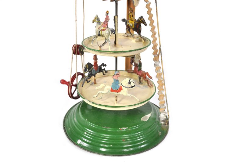 Early German Tin Triple Decker Merry-Go-Round Steam Toy Accessory M. Hirschberg Collection <FONT COLOR="ff000 ">*SOLD*</font> - Image 4