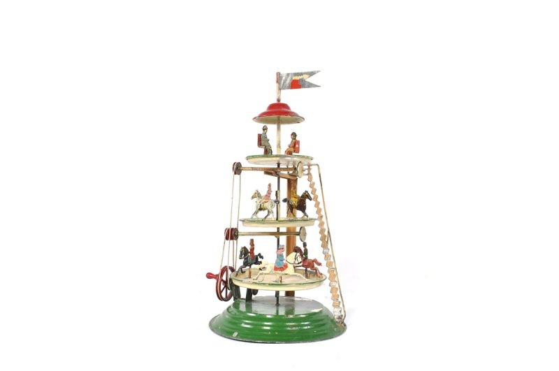 Early German Tin Triple Decker Merry-Go-Round Steam Toy Accessory M. Hirschberg Collection <FONT COLOR="ff000 ">*SOLD*</font> - Image 2