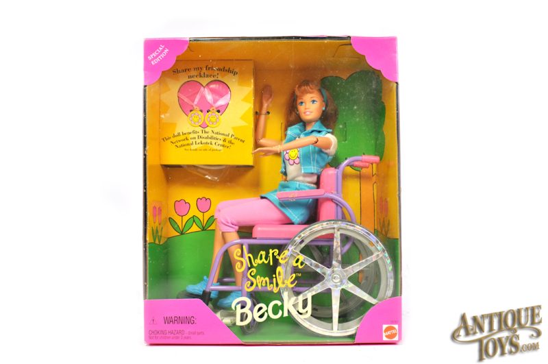 Mattel 1996 Barbie Special Edition Share a Smile Becky Wheelchair Barbie Sealed in Box for Sale