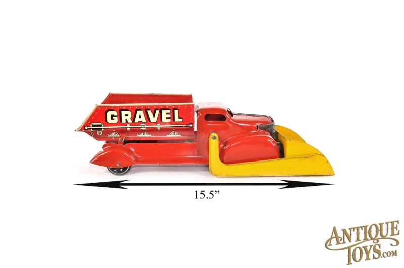 Marx Tin Lithographed Sand and Gravel Dump Truck with Plow for Sale - Image 7