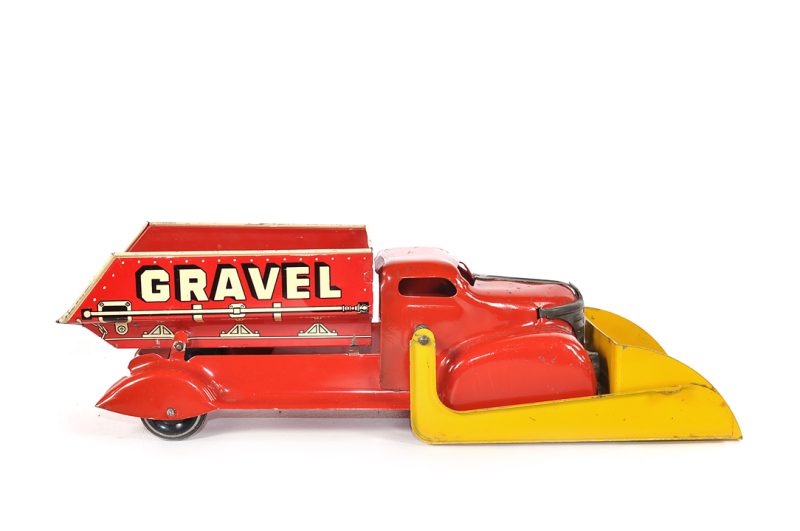 Marx Tin Lithographed Sand and Gravel Dump Truck with Plow for Sale - Image 3