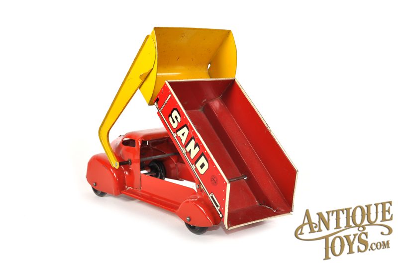 Marx Tin Lithographed Sand and Gravel Dump Truck with Plow for Sale - Image 5