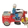 Yoshiya (KO) Tin Lithographed Windup Police Department P.D. Motorcycle Trike for Sale - Image 2
