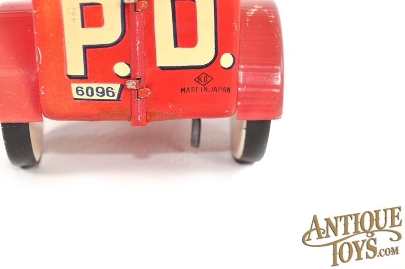 Yoshiya (KO) Tin Lithographed Windup Police Department P.D. Motorcycle Trike for Sale - Image 5