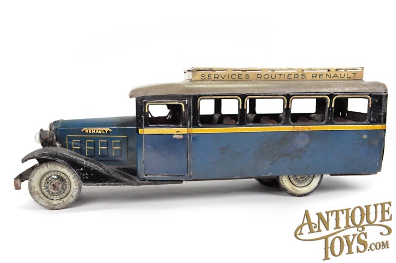 Charles Rossignol (CR) ca. 1932 Tin Lithographed  Windup Service Routiers Renault Bus <FONT COLOR="ff000">*SOLD*</font>