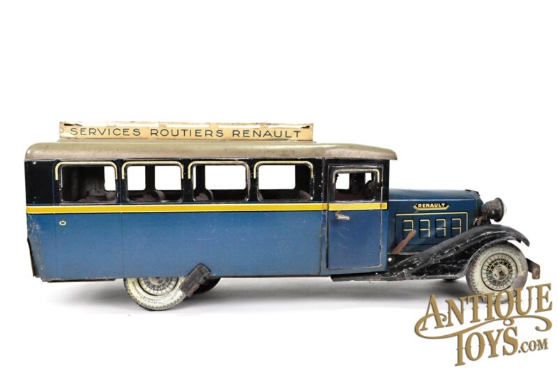 Charles Rossignol (CR) ca. 1932 Tin Lithographed  Windup Service Routiers Renault Bus <FONT COLOR="ff000">*SOLD*</font> - Image 3