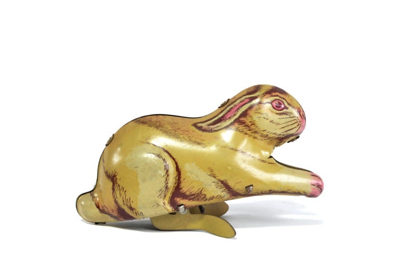 J. Chein Tin Lithographed Windup No. 79 Mechanical Jumping Rabbit in Box for Sale - Image 2
