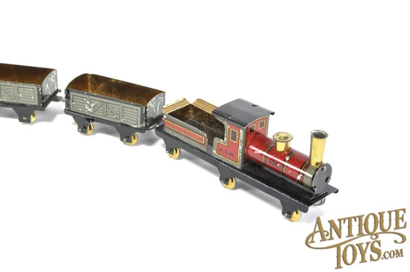 Johann Distler (J.D.N.) Tin Lithographed No. 100 Tin Penny 8pc. Train Set for Sale - Image 4