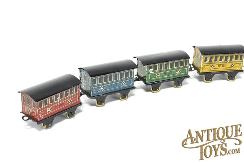 Johann Distler (J.D.N.) Tin Lithographed No. 100 Tin Penny 8pc. Train Set for Sale - Image 6