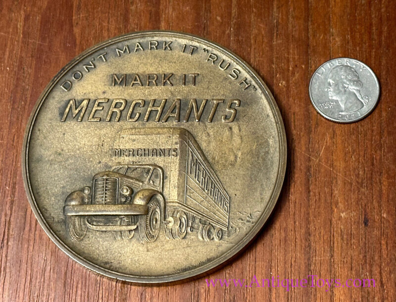 Merchants Trucking Paperweight circa 1935 in Bronze - Image 4