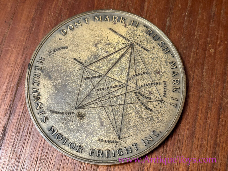 Merchants Trucking Paperweight circa 1935 in Bronze - Image 2