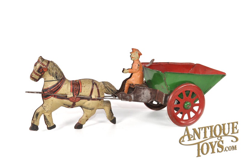 Nonpareil ca. 1920 Tin Lithographed Horse Drawn Dump Wagon for Sale