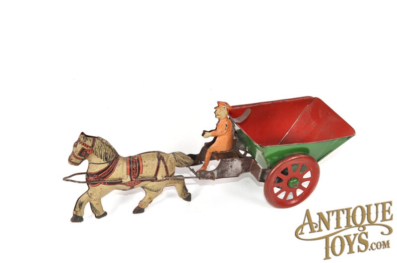 Nonpareil ca. 1920 Tin Lithographed Horse Drawn Dump Wagon for Sale - Image 2
