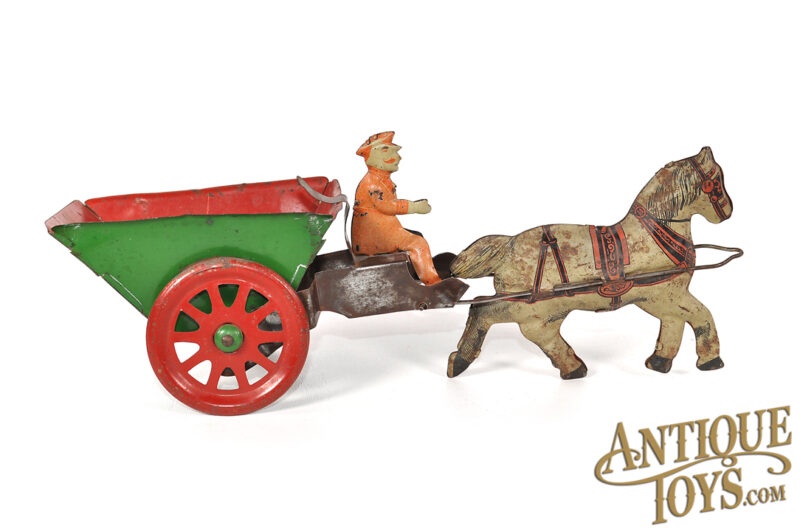 Nonpareil ca. 1920 Tin Lithographed Horse Drawn Dump Wagon for Sale - Image 3