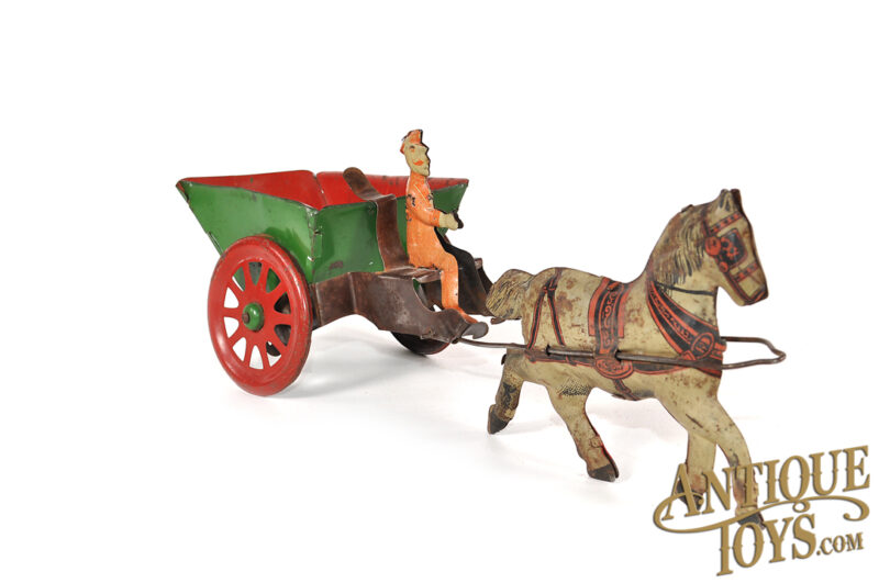 Nonpareil ca. 1920 Tin Lithographed Horse Drawn Dump Wagon for Sale - Image 4