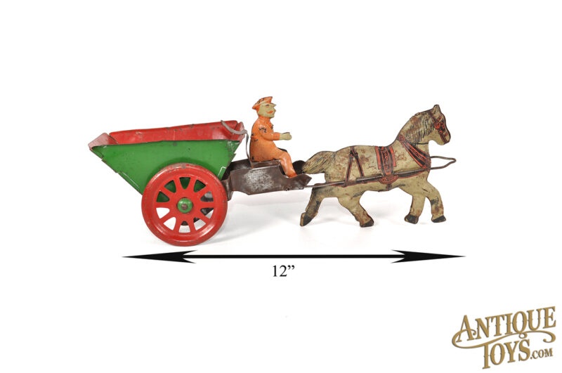 Nonpareil ca. 1920 Tin Lithographed Horse Drawn Dump Wagon for Sale - Image 7