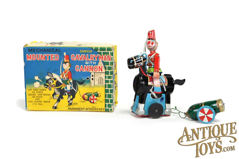 TPS Toplay, Ltd. Tin Lithographed Windup "Mounted Cavalryman w/Cannon" Disney Babes in Toyland Boxed <FONT COLOR="ff000">*SOLD*</font>