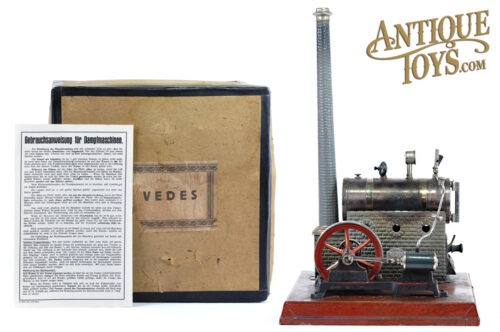 Vedes No. 7 Horizontal Live Steam Engine German Toy with Box for Sale