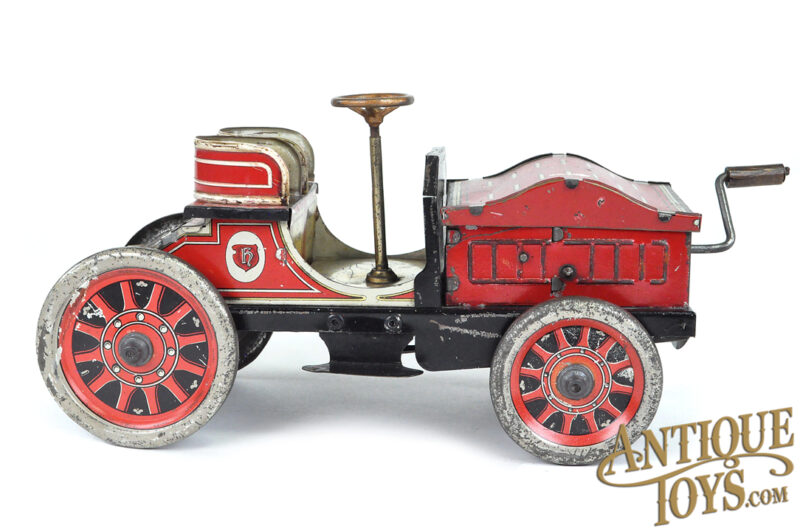 J.L. Hess (JLH) Early ca. 1910 Flywheel Tin Lithographed Crank Wind Hessmobile for Sale - Image 3