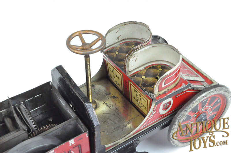 J.L. Hess (JLH) Early ca. 1910 Flywheel Tin Lithographed Crank Wind Hessmobile for Sale - Image 7