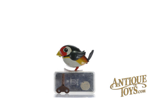 Lehmann Tin Lithographed Windup No. 941 LuLu Pecking Bird Toy with Case & Key for Sale