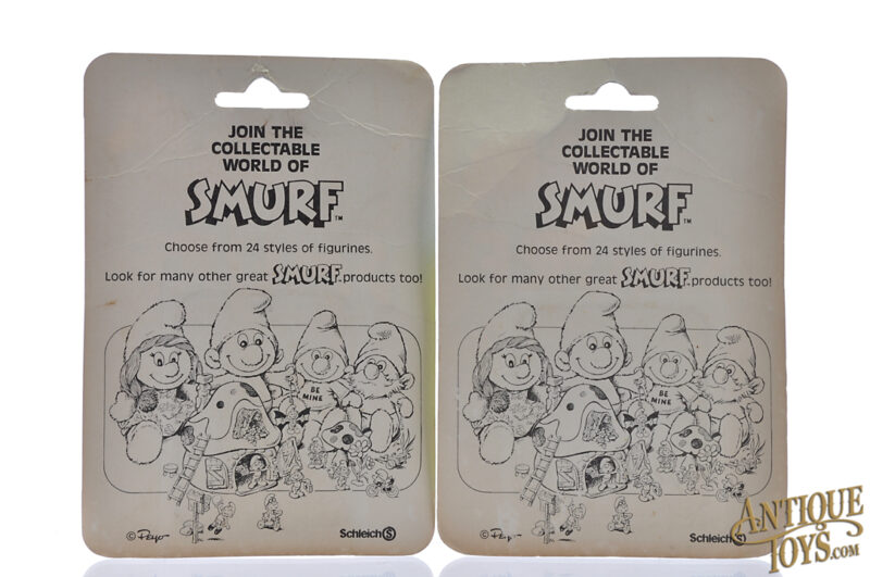 Schleich 1982 Wallace Bernie & Co. Smurf Soccer & Sweetheart Smurf Figurines Carded for Sale - Image 2